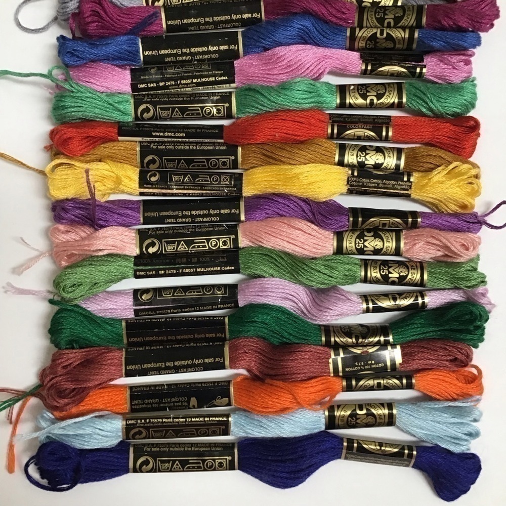 Paris France DMC Embroidery Floss 25 MIXED LOT 6-Ply 100% Cotton Pull Skeins - Picture 4 of 10